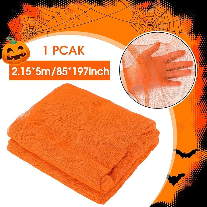 Boao Halloween Cheese cloth 85 x 197 Inch Orange Cheesecloth Roll - Image 2