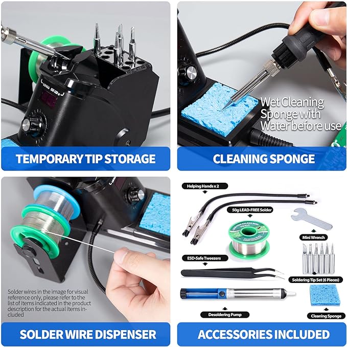 YIHUA 926 III 60W Digital Display Soldering Iron Station Kit w 2 Helping Hands - Image 6