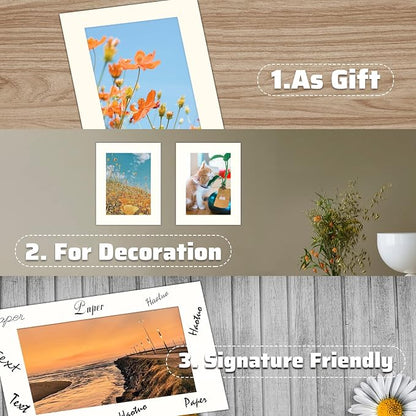 HOTUO 10 Pack 5x7 White Picture Mats, 4 Ply Thickness Frame Mattes - Image 3