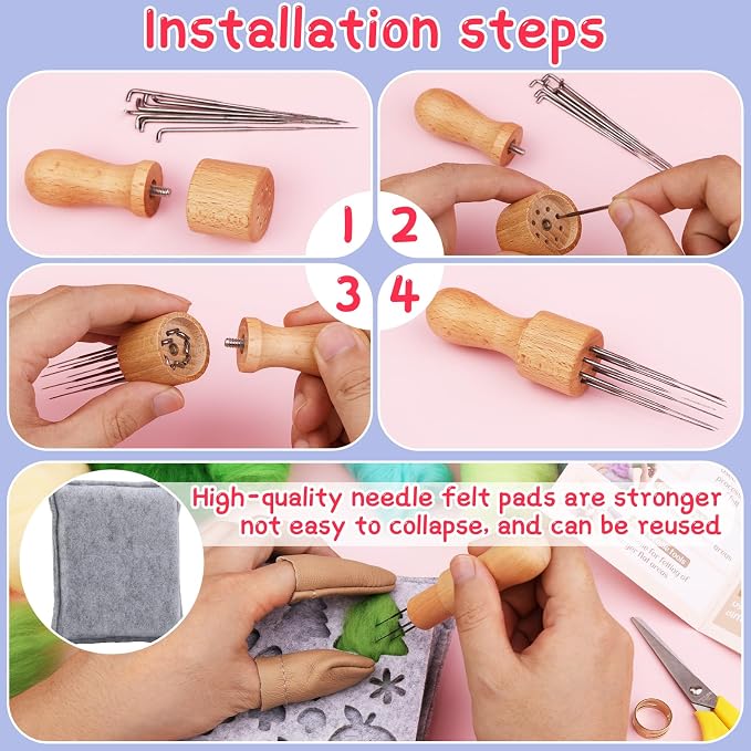 Mayboos Needle Felting Kit, 42 Colors Wool Roving Set, Needle Felting Kit - Image 4