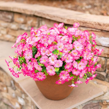 Artificial Flowers Fake Plants for Outdoors Decoration, 12 Bundles Pink Silk - Image 9