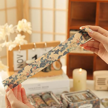 12 Rolls Kyoto Charm Washi Tape Set Japanese Arts Adhesive Tapes Geometric - Image 5