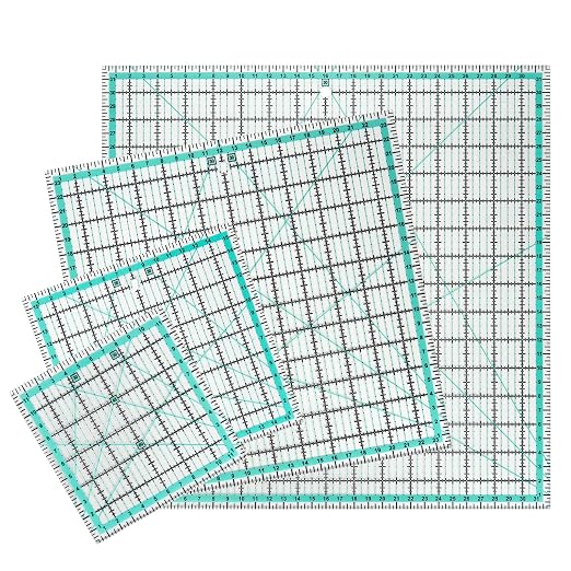 MANUFORE 4pcs Square Quilting Ruler Sewing Acrylic Ruler Anti-Slip Metric Ruler by MANUFORE