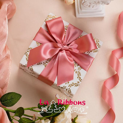 LaRibbons 1 Inch 50 Yard Double Faced Satin Ribbon, Dust Pink Satin Craft - Image 4