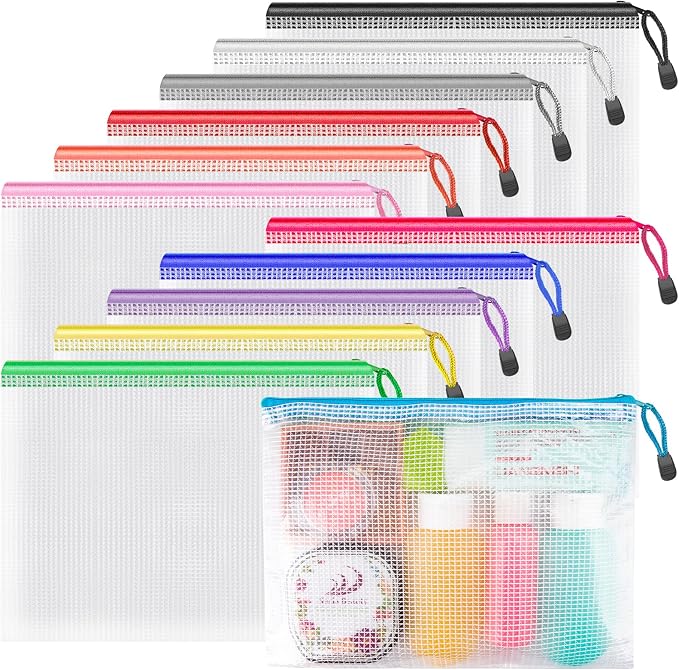 Umriox Small Zipper Pouch, 9.5x7.1 in, Mesh Bags by UMRIOX