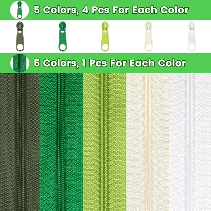 DOITEM 15.3 Yards/ 14 m 5 Pieces Assorted Colors #3 Nylon Coil Zippers - Image 2