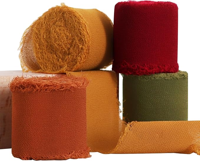 TONIFUL 4 Rolls Silk Chiffon Ribbon 1-1/2 Inch x 22 Yards by TONIFUL