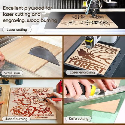 24 Pack 12x12x1/8 Inch Basswood Sheets, MAPRIAL Smooth 3mm Plywood - Image 6