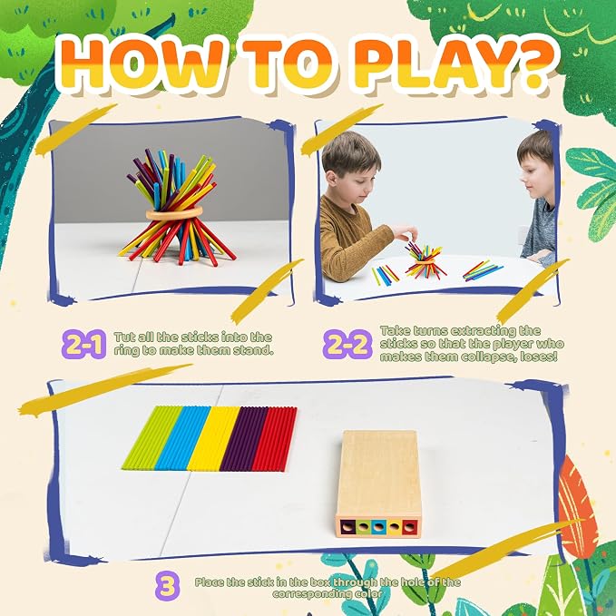 Montessori Wooden Board Games for Kids 3-8 Years, 3 in 1 of Playing, Math - Image 4