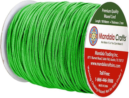 Mandala Crafts 2mm 109 Yards Green Cotton Waxed Cord - Image 2