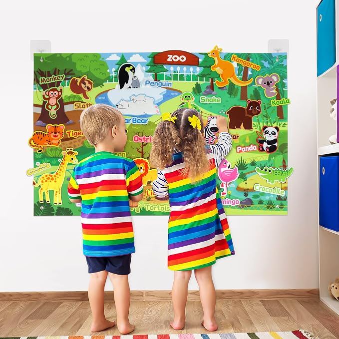 Taika 43x28 inch Zoo Animals Felt Story Board Set, Thicker Flannel Board - Image 5
