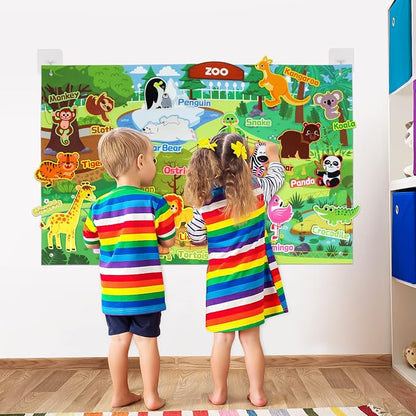 Taika 43x28 inch Zoo Animals Felt Story Board Set, Thicker Flannel Board - Image 5