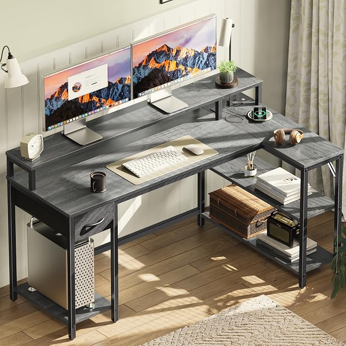 SUPERJARE 53 inch Reversible L Shaped Desk - Image 9