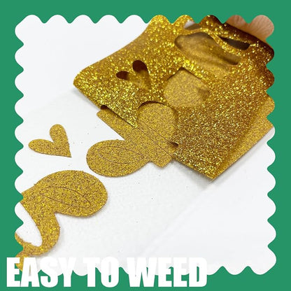 Golden Glitter HTV Heat Transfer Vinyl, - Image 4