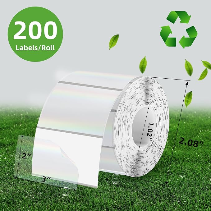 3x2 Inch Transparent Holographic Thermal Labels Stickers, Perforation Line - Image 2