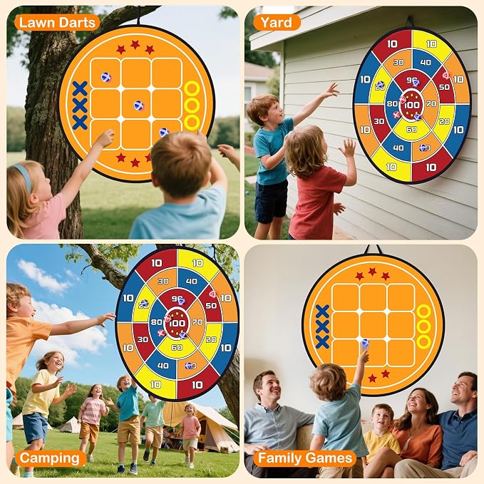 3-in-1 Dart Board for Kids and Adults, Sticky Tic Tac Toe Dart Game for Indoor - Image 5