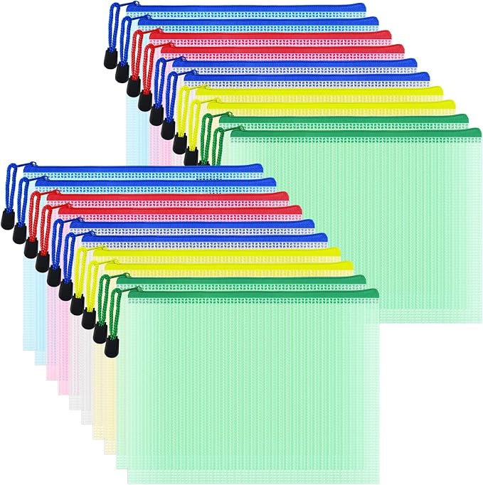 AUSTARK 20 Pcs Zipper File Bags, Plastic Mesh Pouch, Board Game Storage Bag by AUSTARK