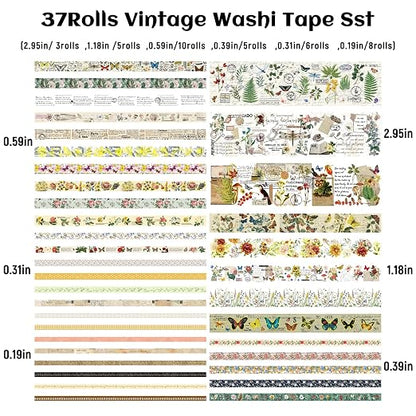 37 Rolls Vintage Washi Tape Set - Image 2