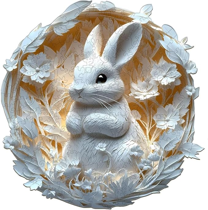 Wooden Puzzles Adults, 3D Paper Rabbit Puzzles 290 Pieces, Unique Animal Shaped by Jollitot
