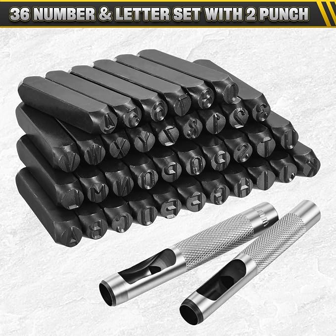 WorkBless 36PCS Metal Stamping Kit, 25/64" Steel Number and Letter Punch Set - Image 7