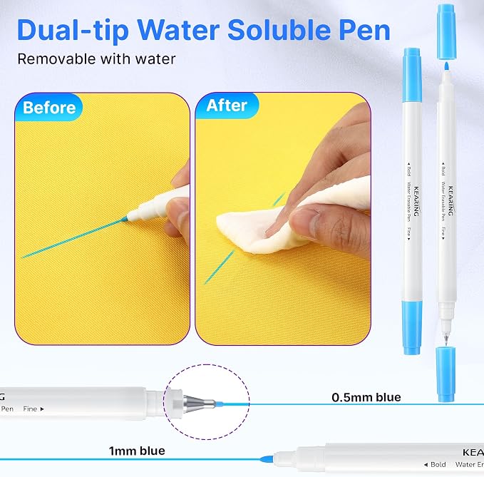 Fabric Markers for Sewing, Includes 2 Water Soluble Fabric Marker 2 Air - Image 4