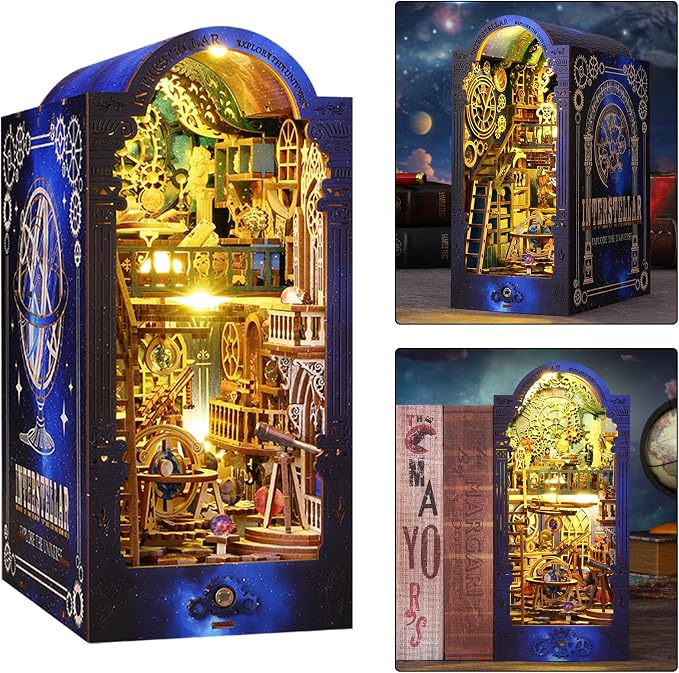 ISSEVE Book Nook Kit, 3D Wooden Puzzle DIY Miniature House Kit by ISSEVE