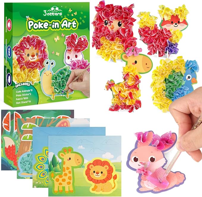 3 otters Poke in Art Kits, Kids Art Set Animal DIY Crafts Toys by 3otters