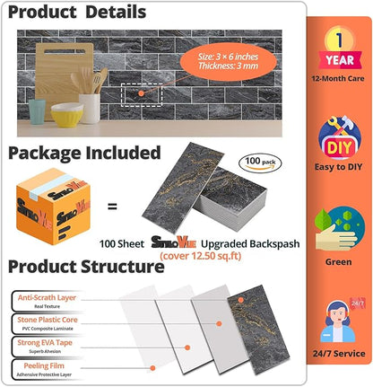 4 Pieces Peel and Stick Backsplash - Image 4