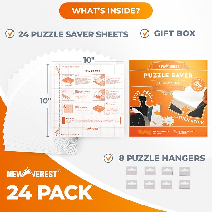 Newverest 24-Pack Puzzle Glue Sheets 10×10″ – Preserve & Display 4 × 1000-Piece - Image 2
