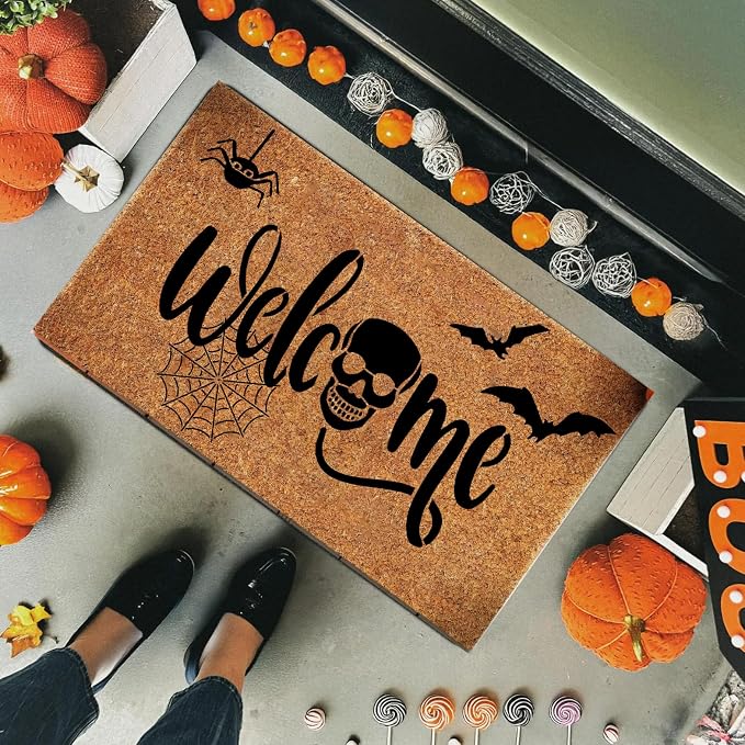 Halloween Stencils for Door Mats Welcome Skeleton Doormat Stencils Boo Spooky - Image 6