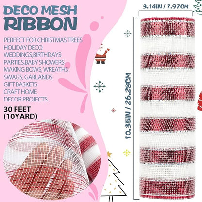 Anivia Deco Mesh Ribbon, 10inch x 30 Feet Each Roll Metallic Foil Mesh Ribbon - Image 2