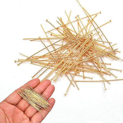 100pcs 18K Gold Filled Flat Head Pins Non Tarnish Craft Earring Bracelet - Image 3