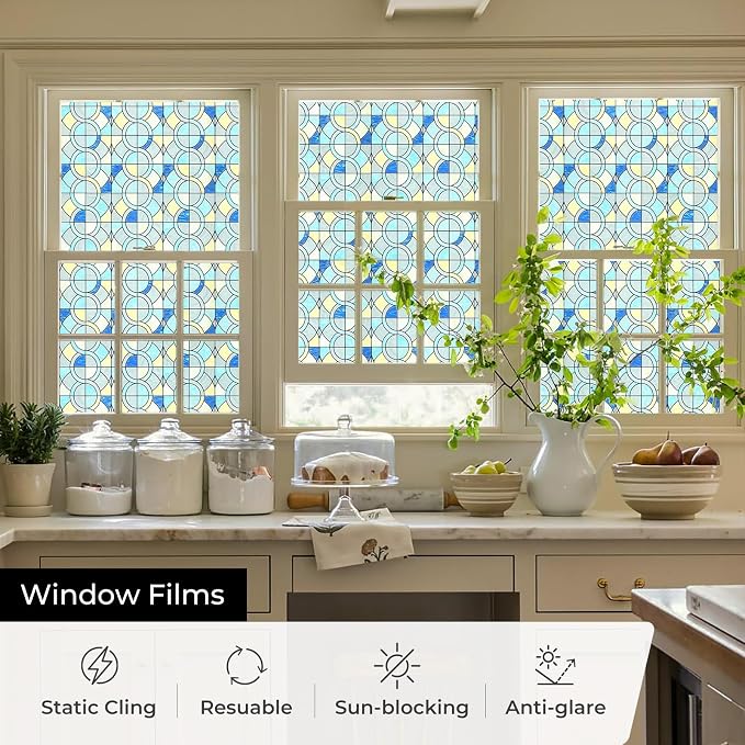 Window Privacy Film, Frosted Glass Decorative Static Cling, Removable Sun - Image 3