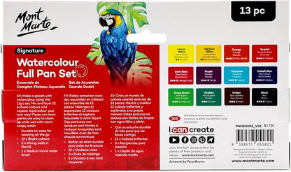 Mont Marte Watercolor Set Full Pan Signature 13pc in Tin, Portable Watercolor - Image 6
