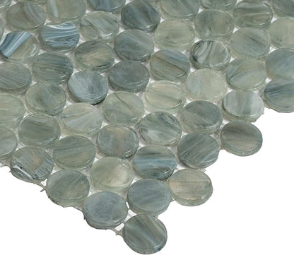 Mixed Gray Penny Round Mosaic Glass Tile – Sample Swatch- 4"x5" - Image 7