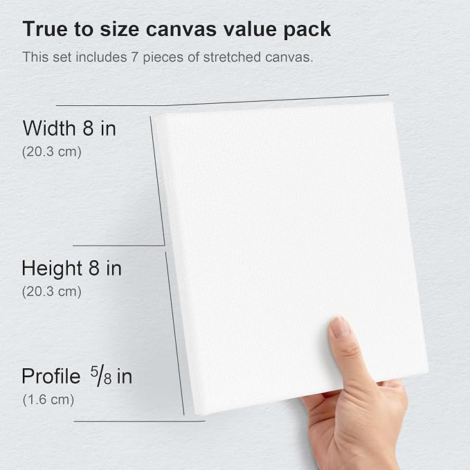 PHOENIX Stretched Canvas for Painting 8x8 Inch/7 Value Pack, 8 Oz Triple Primed - Image 3
