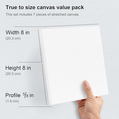 PHOENIX Stretched Canvas for Painting 8x8 Inch/7 Value Pack, 8 Oz Triple Primed - Image 3
