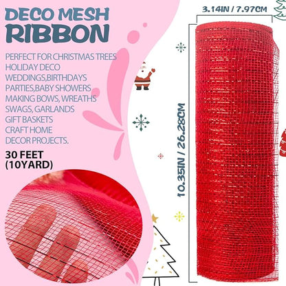 Anivia Deco Mesh Ribbon, 10inch x 30 Feet Each Roll Metallic Foil Mesh Ribbon - Image 2