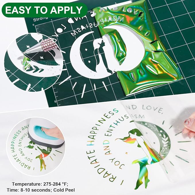 VINYL FROG Holographic HTV Vinyl Roll 12" x5ft Green Metallic Heat Transfer - Image 2