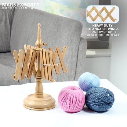 Wooden Yarn Winder with Swift – Manual Yarn Ball Winding Tool - Image 4