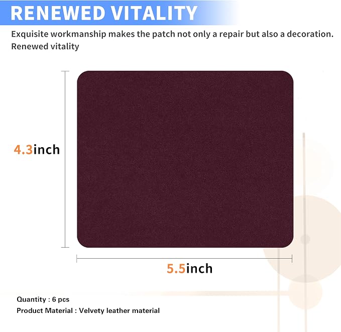 Azobur Sofa Repair Patches, 6 Self-Adhesive Microfiber Patches - Image 2