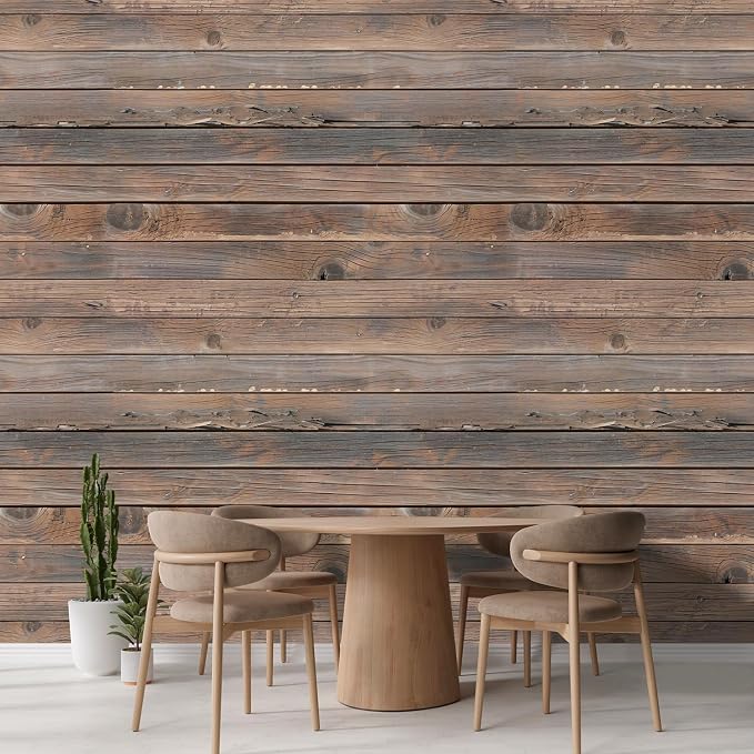 wall26 Horizontal Brown Vintage and Retro Wood Textured Paneling, Wall Mural - Image 3