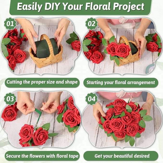 MAPVOLUT 6 Pack Green Floral Foam Blocks + 2 Rolls Waterproof Floral Tape | Wet - Image 5