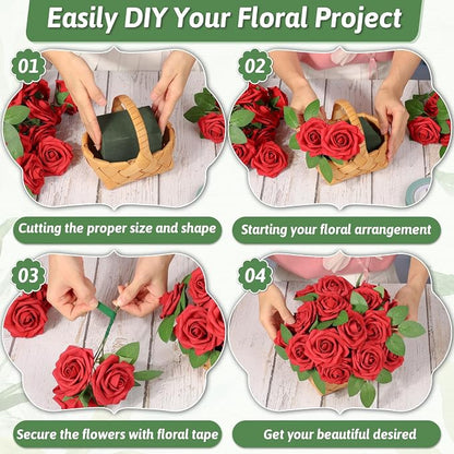 MAPVOLUT 6 Pack Green Floral Foam Blocks + 2 Rolls Waterproof Floral Tape | Wet - Image 5