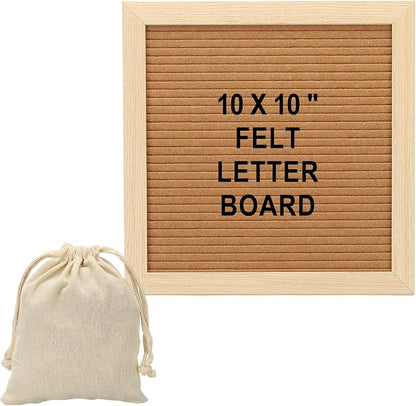 PATIKIL Felt Letter Board, 10x10Inches Brown Wooden Changeable Message Board by PATIKIL