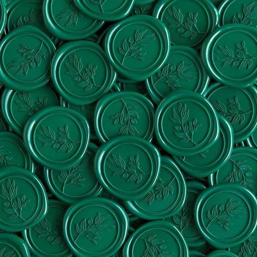 PONATIA 50 Pcs Emerald Green Wax Seal Stickers - Image 5