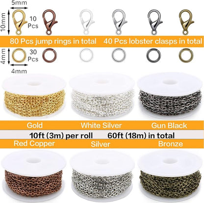 Jishi Chains Jewelry Making Supplies, 60ft Cable Link Chains - Image 2