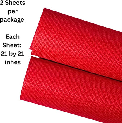 2 Sheets of Red 11 Count Aida Cloth – 21 x 21 Inch Pre-Cut Fabric Squares – - Image 2