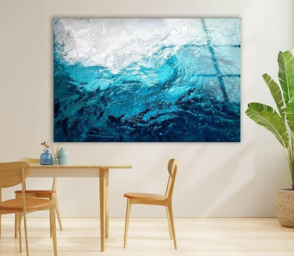 My Photostation.com 30Wx24H'' Blue Waves Abstract Glass Wall ArtTempered Glass - Image 4