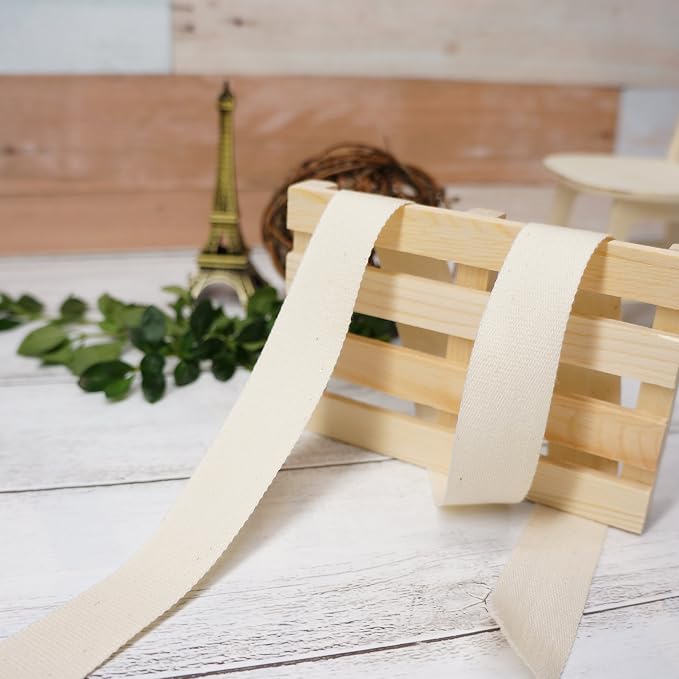 CT CRAFT LLC Ivory Cotton Ribbon 7/8" x 10 Yards - Image 3